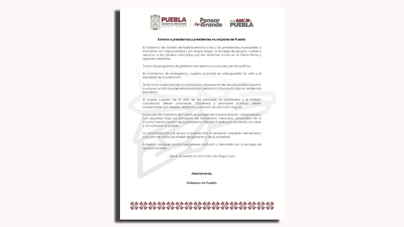 Gobierno Exhorta a los Presidentes Municipales no aprovecharse de la entrega de víveres para damnificados por las lluvias